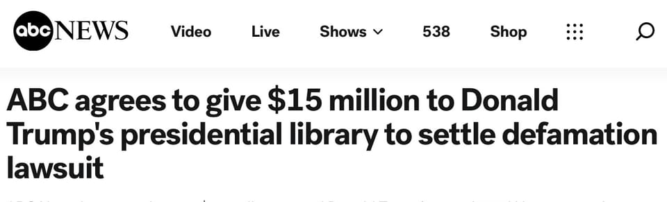 ABC News cuts Trump a $15 million check